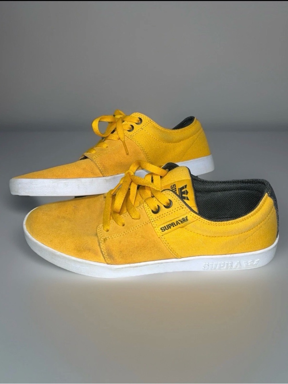 Supra Men’s Low-Top Sneakers in Bright Yellow Suede